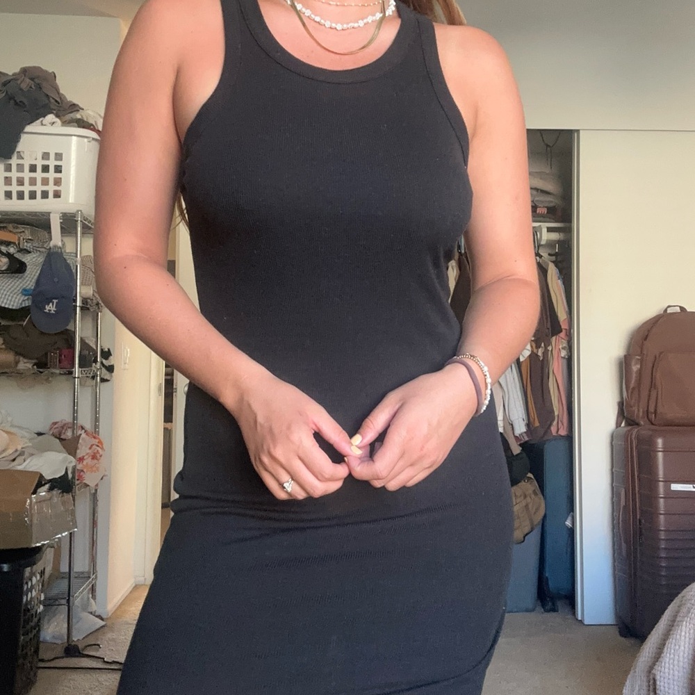 Black ribbed tank top dress